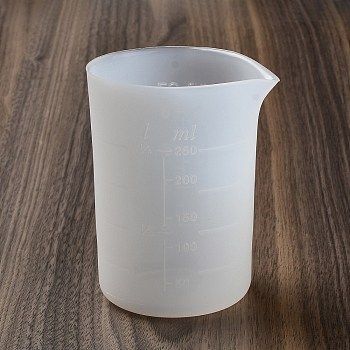 Silicone Epoxy Resin Mixing Measuring Cups, For UV Resin, Epoxy Resin Jewelry Making, Column, White, 83x77x107mm, Inner Diameter: 73x74mm, Capacity: 250ml(8.45fl. oz)