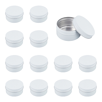 Round Aluminium Tin Cans, Aluminium Jar, Storage Containers for Cosmetic, Candles, Candies, with Screw Top Lid, White, 7.1x3.6cm, Inner Diameter: 63mm, Capacity: 80ml