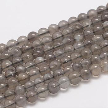 Natural Black Moonstone Beads Strands,  Round, Black, 6mm, Hole: 0.8mm, about 61pcs/strand