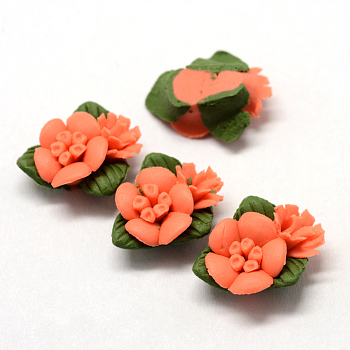 Handmade Porcelain Cabochons, China Clay Beads, Flower, Tomato, 17~20x14~16x7~8mm