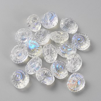 Transparent Glass Beads, Conch, Clear AB, 14.5x13x9mm, Hole: 1mm