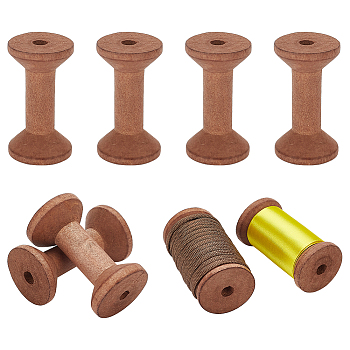 Wood Thread Bobbins, for Embroidery and Sewing Machines, Coconut Brown, 39.5x70mm, Hole: 9mm