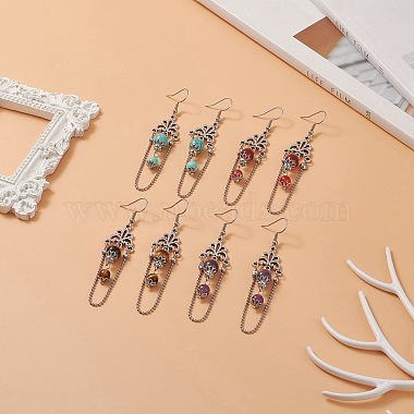 Gemstone Dangle Earrings(EJEW-TA00207)-2