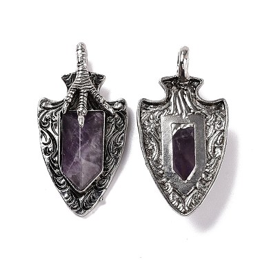 Natural Amethyst Faceted Big Pendants(G-L524-03AS-07)-2