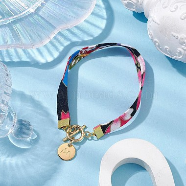 Ethnic Style Polyester Flower Printed Ribbon Bracelets(BJEW-JB10495-01)-2