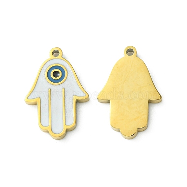 Golden White Palm Stainless Steel+Enamel Charms