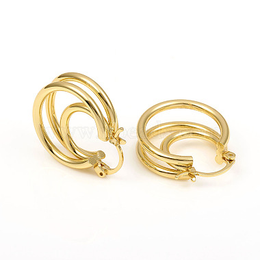 Brass Triple Hoop Earrings(EJEW-G282-04G)-3