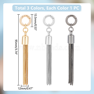 3 Sets 3 Colors  Alloy Keychain Tassel Chain Pendant Decoration(HJEW-UN0001-25)-3