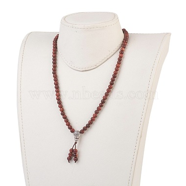 Four Loops Natural Sandalwood Beads Stretch Wrap Bracelets(BJEW-JB03812)-7