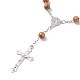 Prière religieuse bois de pin bracelet chapelet perlé(BJEW-O140-02P)-2