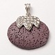 Platinum Plated Alloy Synthetic Lava Rock Oval Pendants(G-O024-03B)-1