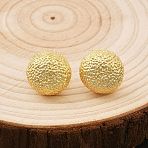 Brass Half Round Stud Earrings, Rack Plating, Long-Lasting Plated, Cadmium Free & Lead Free, Real 18K Gold Plated, 18mm(EJEW-F389-23G)