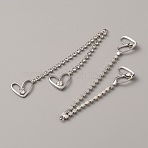 Brass Rhinestone Tassel Big Pendants, Heart, Platinum, 70x2mm, Hole: 1.6mm(KK-TAC0011-03D)
