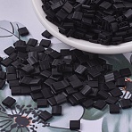 MIYUKI TILA Beads, Japanese Seed Beads, 2-Hole, (TL401F) Matte Black, 5x5x1.9mm, Hole: 0.8mm, about 118pcs/10g(X-SEED-J020-TL0401F)