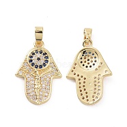 Brass Micro Pave Cubic Zirconia Pendants, Palm, Real 18K Gold Plated, 21.5x15x2.7mm, Hole: 5x2.7mm(KK-E068-VC460)