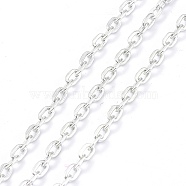 Aluminum Cable Chains, Unwelded, Flat Oval, Silver, 4x3x0.8mm(CHA-XCP0001-03)