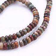 Natural Picasso Stone/Picasso Jasper Beads Strands, Rondelle, 4.5x2mm, Hole: 1mm, about 190pcs/strand, 15.1 inch(38.5cm)(G-G683-14-2x4mm)