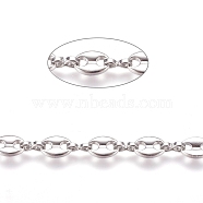 304 Stainless Steel Coffee Bean Chains, with Spool, Unwelded, Stainless Steel Color, Links: 6x3x1mm and 7.5x5x1.5mm, about 32.8 Feet(10m)/roll(CHS-G011-14P)