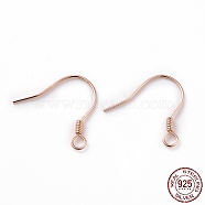 925 Sterling Silver Earring Hooks, with Horizontal Loops, Rose Gold, 15.5x15.4mm, 22 Gauge(0.6mm), Hole: 1.5mm(STER-D035-22RG)