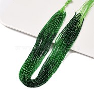 Transparent Gradient Color Glass Beads Strands, Segmented Multi-color Beads, Faceted Round, Dark Green, 2mm, Hole: 0.5mm, about 184~187pcs/strand, 14.37''(36.5cm)(GLAA-H021-01A-33)