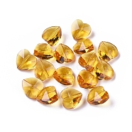 Transparent Glass Beads, Faceted, Heart, Goldenrod, 14x14x8~9mm, Hole: 1~1.2mm(GLAA-K002-05A-12)