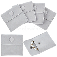 Square Velvet Jewelry Bags, with Snap Fastener, Gainsboro, 7x7x0.95cm(TP-BBC0001-01B-05)