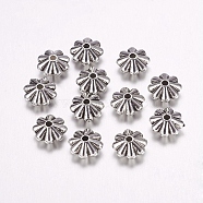 CCB Plastic Beads, Flower, Antique Silver, 7.4x4mm, Hole: 1.2mm(CCB-F006-15AS)