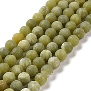 Round Frosted Natural TaiWan Jade Bead Strands, 10mm, Hole: 1mm, about 38pcs/strand, 15.5 inch(G-M248-10mm-02)