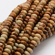 Rondelle Natural Picture Jasper Bead Strands, 6x4mm, Hole: 1mm, about 105pcs/strand, 15.74 inch(G-L439-08)