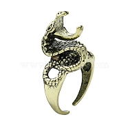 Snake Alloy Cigarette Holder Ring, Open Cuff Rings for Men, Lead Free & Cadmium Free, Antique Bronze, 19mm, Inner Diameter: Adjustable(RJEW-K275-25AB)