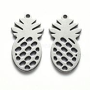 304 Stainless Steel Pendants, Laser Cut, Pineapple, Stainless Steel Color, 18x10x1mm, Hole: 1mm(X-STAS-N092-86A)