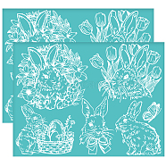 Self-Adhesive Silk Screen Printing Stencil, for Painting on Wood, DIY Decoration T-Shirt Fabric, Turquoise, Rabbit, 280x220mm(DIY-WH0338-232)