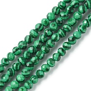 Synthetic Malachite Beads Strands, Faceted, Round, 3mm, Hole: 0.8mm, about 131pcs/strand, 14.96 inch(38cm)(G-F747-G01-02)
