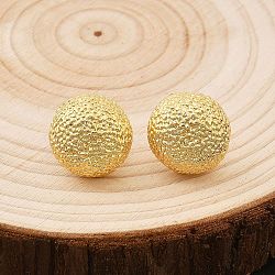 Brass Half Round Stud Earrings, Rack Plating, Long-Lasting Plated, Cadmium Free & Lead Free, Real 18K Gold Plated, 18mm(EJEW-F389-23G)