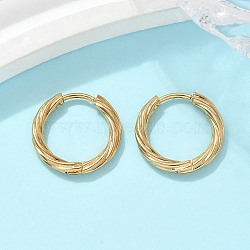 304 Stainless Steel Twist Hoop Earrings for Women, Golden, 17x2.5mm(EJEW-A130-02B-G)