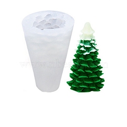 3D Christmas Tree DIY Candle Silicone Molds, for Xmas Tree Scented Candle Making, White, 6.2x10.8cm, Inner Diameter: 5.2x9.2cm(CAND-B002-02A)