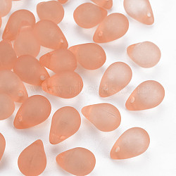 Transparent Acrylic Pendants, Frosted, Teardrop, Coral, 13x8.5mm, Hole: 1.6mm, about 1000pcs/500g(MACR-S373-67-M02)
