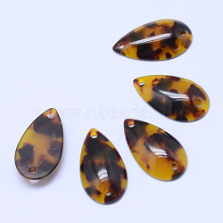 Cellulose Acetate(Resin) Links connectors, teardrop, Chocolate, 21.5~22x12x4mm, Hole: 2mm(KY-S088-036)