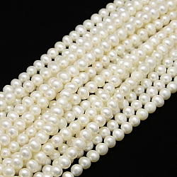 Natural Cultured Freshwater Pearl Beads Strands, Potato, Creamy White, 7~8mm, Hole: 0.8mm, about 47pcs/strand, 14.17~14.49 inch(36~36.8cm)(X-PEAR-L001-C-13)