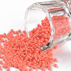 11/0 Grade A Baking Paint Glass Seed Beads, Round, Light Coral, 2.3x1.5mm, Hole: 1mm, about 5300pcs/50g(X-SEED-N001-A-1005)