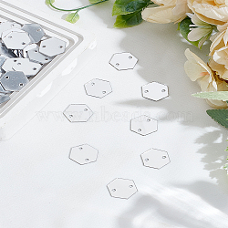 120Pcs Sew On Mirror Rhinestones, Mixed Shape Acrylic Pieces, with Holes for Costume Evening Dresses Clothing Wedding Dress Decoration, Silver, Hexagon, 15.5x17.5x1mm, Hole: 1.6mm(DIY-LP0004-31B)