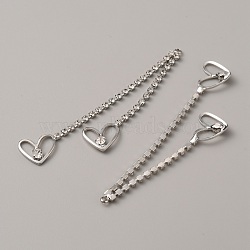Brass Rhinestone Tassel Big Pendants, Heart, Platinum, 70x2mm, Hole: 1.6mm(KK-TAC0011-03D)