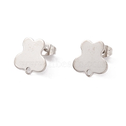 Non-Tarnish 201 Stainless Steel Stud Earring Findings, with 304 Stainless Steel Pins, Horizontal Loops and Ear Nuts, Butterfly, Stainless Steel Color, 12x12.5mm, Hole: 1.6mm, Pin: 0.8mm(EJEW-A071-04P)