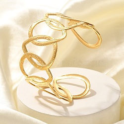 304 Stainless Steel Cuff Bangles, Wide Band Bangles for Women, Teardrop, Real 18K Gold Plated, Inner Diameter: 2-1/4 inch(5.7cm)(STAS-Z108-07G)