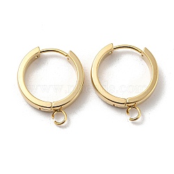 201 Stainless Steel Huggie Hoop Earrings Findings, with Vertical Loop, with 316 Surgical Stainless Steel Earring Pins, Ring, Real 24K Gold Plated, 18x4mm, Hole: 2.7mm, Pin: 1mm(STAS-A167-01U-G)