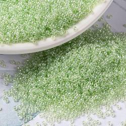 MIYUKI Round Rocailles Beads, Japanese Seed Beads, (RR371) Pale Moss Green Luster, 15/0, 1.5mm, Hole: 0.7mm, about 5555pcs/bottle, 10g/bottle(SEED-JP0010-RR0371)