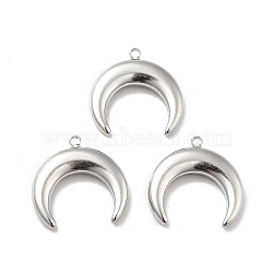 Non-Tarnish 304 Stainless Steel Pendants, Double Horn/Crescent Moon, Stainless Steel Color, 18x18.5x3.5mm, Hole: 1.5mm(STAS-I197-018A-P)