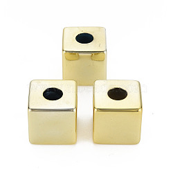 UV Plating Acrylic European Beads, Cube, Gold, 20x20x20mm, Hole: 8mm(X-PACR-T005-28C)