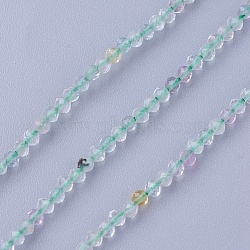 Natural Fluorite Beads Strands, Faceted, Round, 3~3.5mm, Hole: 0.5mm, about 115~130pcs/strand, 14.5~16.1 inch(37~41cm)(G-F619-01-3mm)