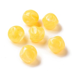 Opaque Acrylic Beads, Glitter Beads, Twist Round, Gold, 15.5x14.5x15.5mm, Hole: 1.8mm, about 230pcs/500g(OACR-E014-16A)